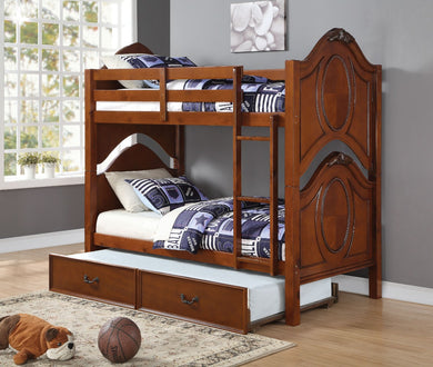 Wooden Twin/Twin Bunk Bed, Cherry Brown