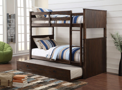 Wooden Twin/Twin Bunk Bed,Brown