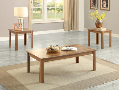 Wooden Coffee/End Table Set, 3 Piece Pack, Oak Brown