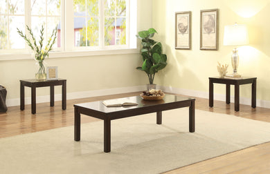 Wooden Coffee/End Table Set, 3 Piece Pack, Espresso Brown