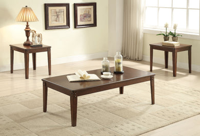 Wooden Coffee/End Table Set, 3 Piece Pack, Walnut Brown