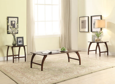 Alluring Wooden Coffee/End Table Set, 3 Piece Pack, Walnut