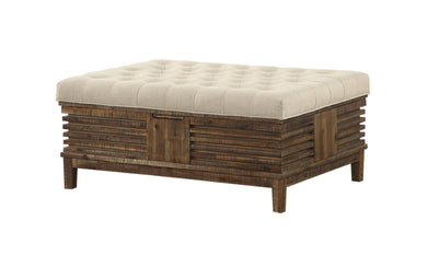 Wooden Coacktail Ottoman, Brown & Beige