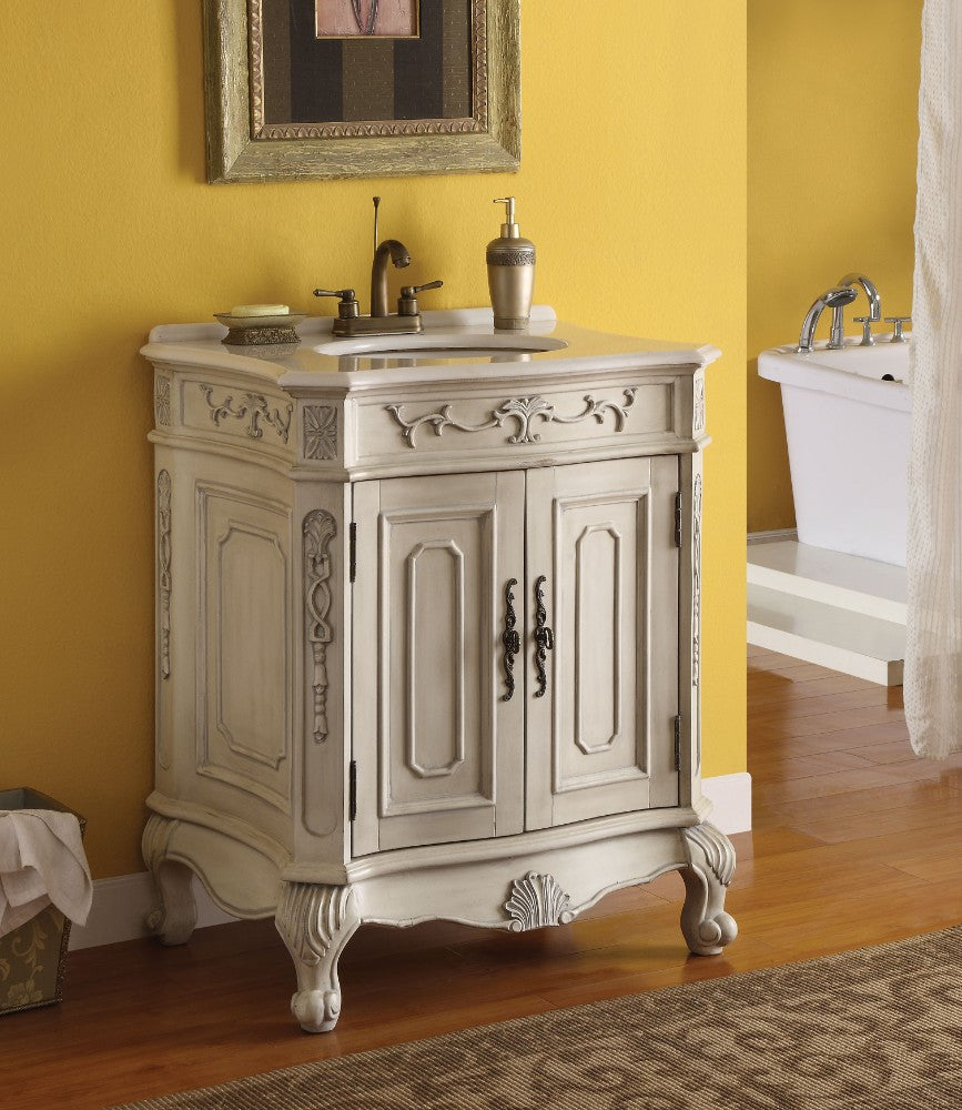 Alluring Sink Cabinet, Marble & White