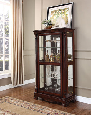 Wooden & Glass Curio Cabinet, Cherry Brown