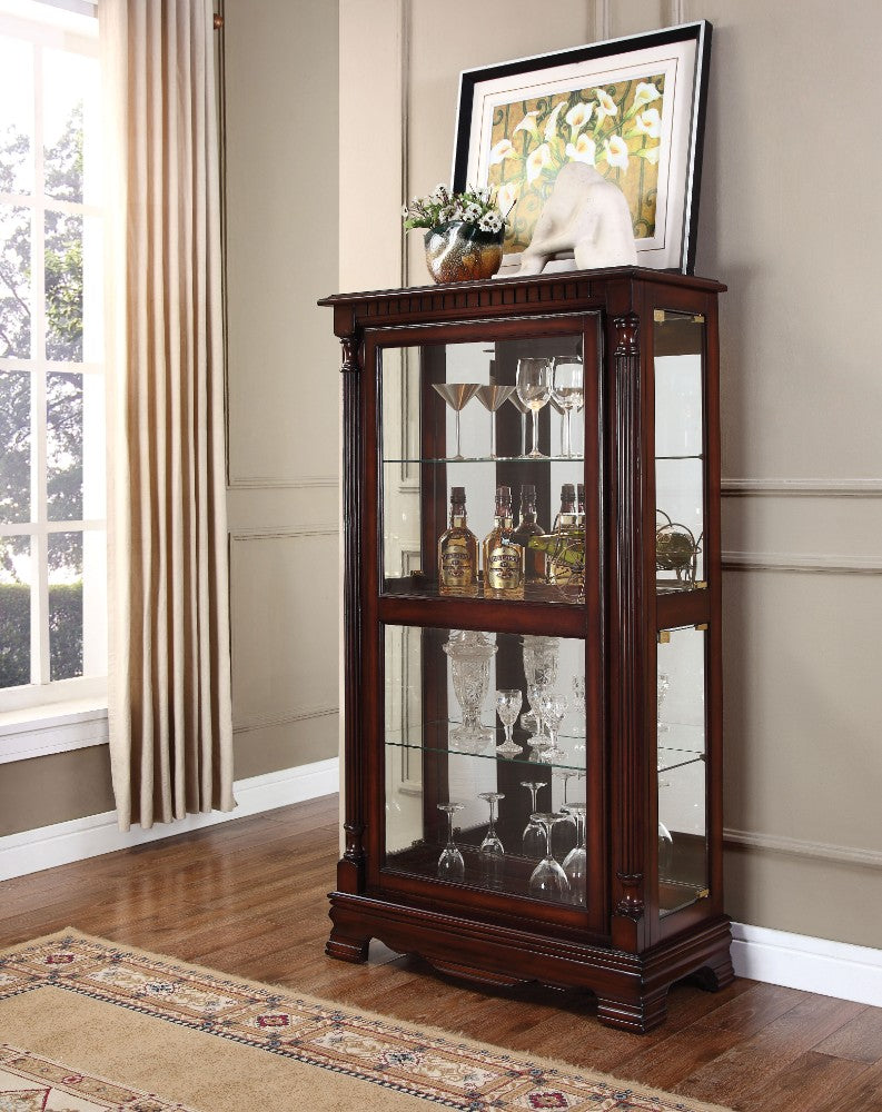 Wooden & Glass Curio Cabinet, Cherry Brown