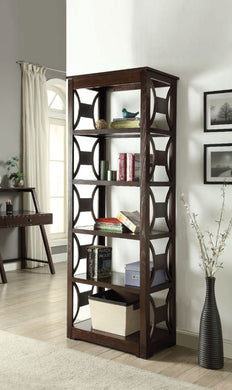 Wooden Bookcase With 5 Shelves, Espresso Brown