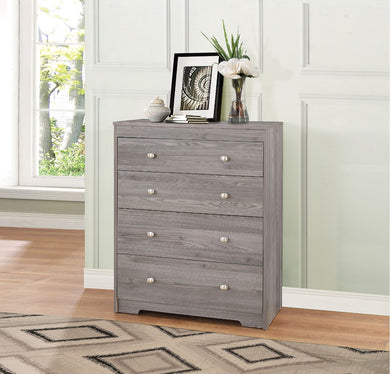 Wooden Chest With 4 Drawers, Gray Oak