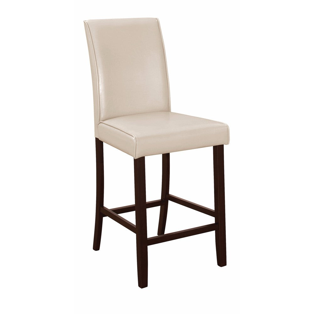 Wooden Counter Height Chair, Cream & Brown, Set of 2