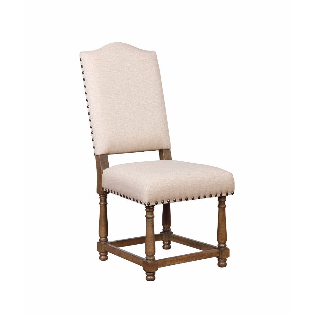 Traditional Wooden Dining Side Chair, Beige & Brown, Set of 2