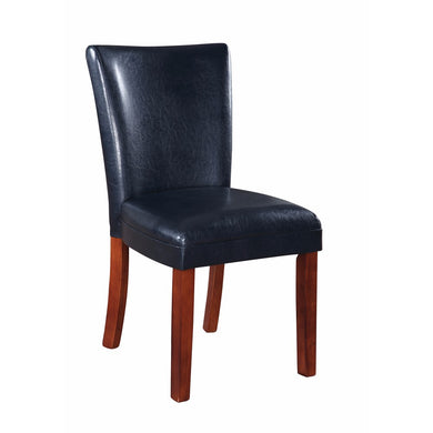 Wooden & Leather Parson Dining Side Chair, Black & Cherry Brown, Set of 2