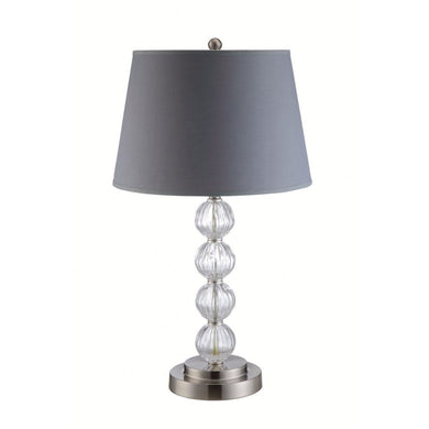 Table Lamp With Crystal Spheres Base, Silver And Gray, Set of 2