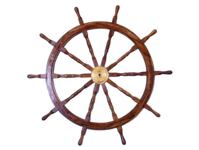 Wooden Ship Wheel With Brass Hub And 8 Spokes