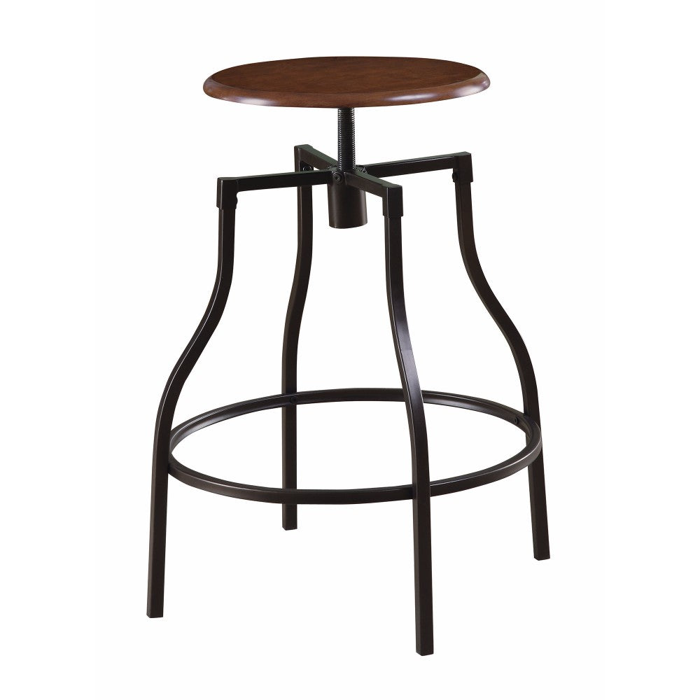 Adjustable Bar Stool with Durable Metal Frame, Brown And Black