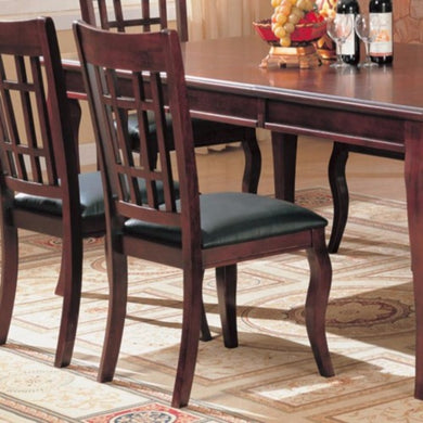 Wooden Side Chair with Faux Leather Seat, Brown And Black, Set of 2
