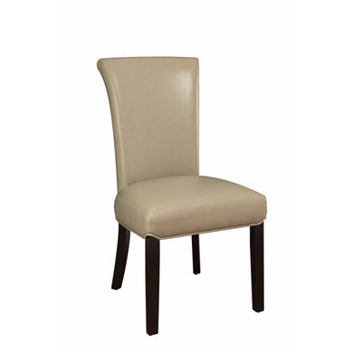 Upholstered Dining Chair with Curved Seat Back, Beige And Brown, Set of 2