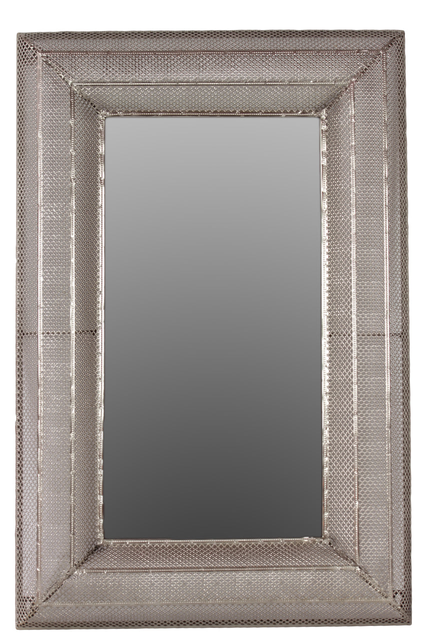 Valuable & Elegant Rectangular Shaped Metal Wall Mirror In Silver
