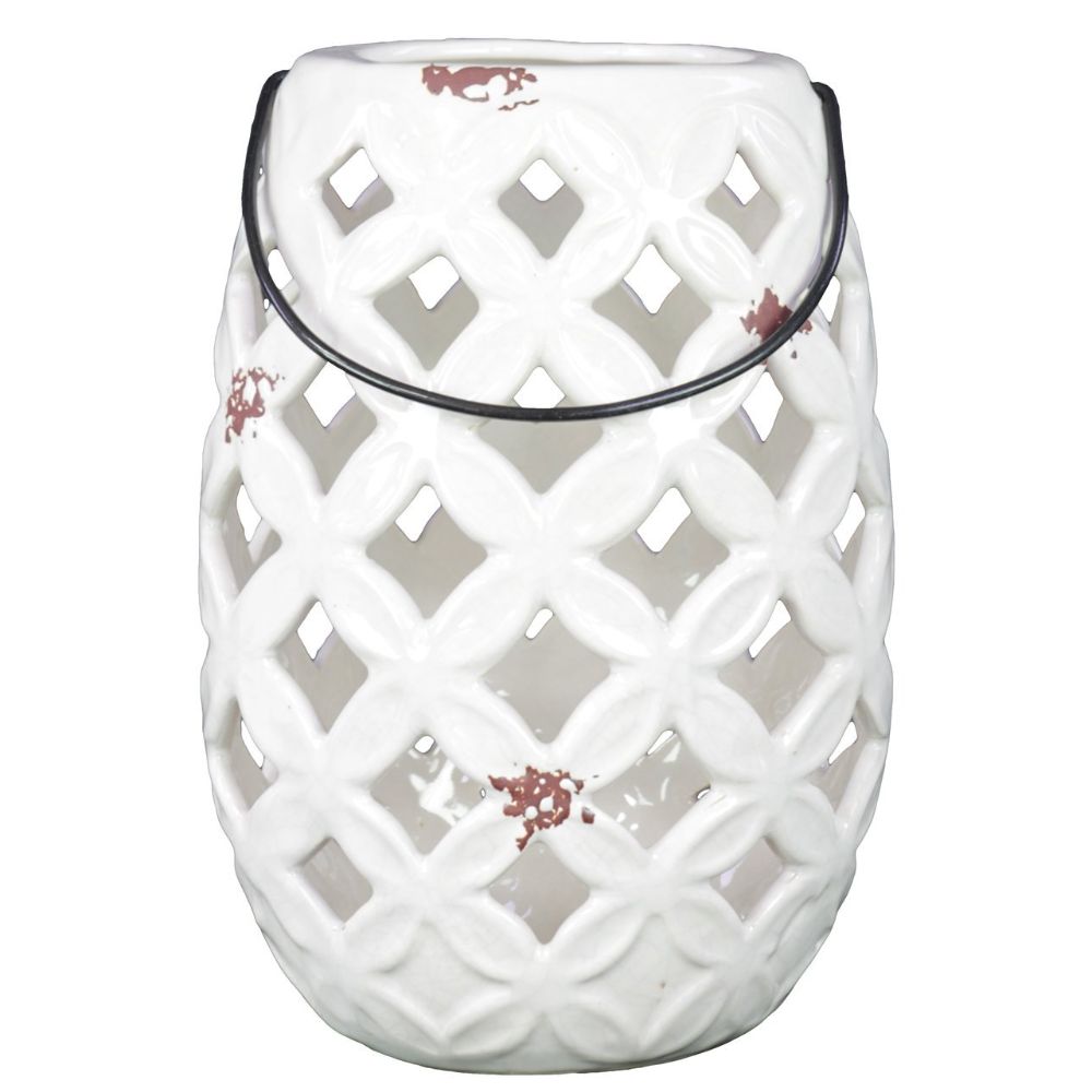 Wonderful Ceramic Lantern With Metal Handle