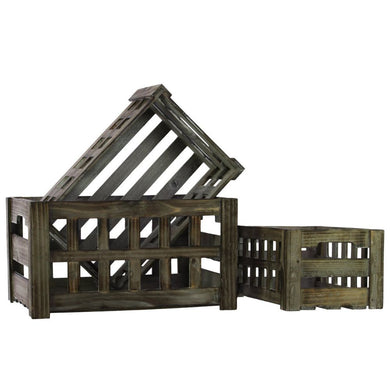 Wooden Storage Box Set Of Three Tinted Wood Finish - Rustic Gray