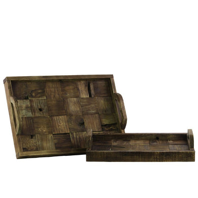 Wooden Tray Set Of Two - Natural Wood