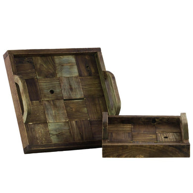 Wooden Tray Set Of Two - Natural Wood