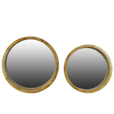 Wooden Mirror Set Of Two Stained Wood Finish