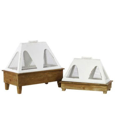 Wooden Terrarium Set Of Two - White