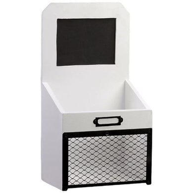 Wooden Mail Organizer Shelf With Card Holder - White And Black