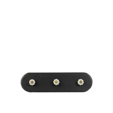 Wooden Stadium Shaped Coat Hanger With 3 White Ceramic Knobs