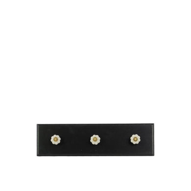 Wooden Rectangular Coat Hanger With 3 White Ceramic Knobs