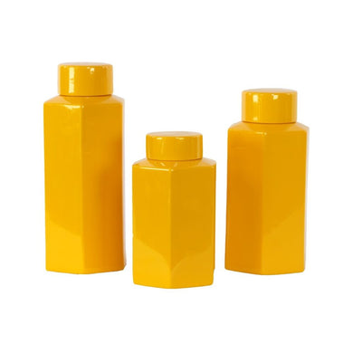 Alluring Ceramic Jars Set Of Three - Amber