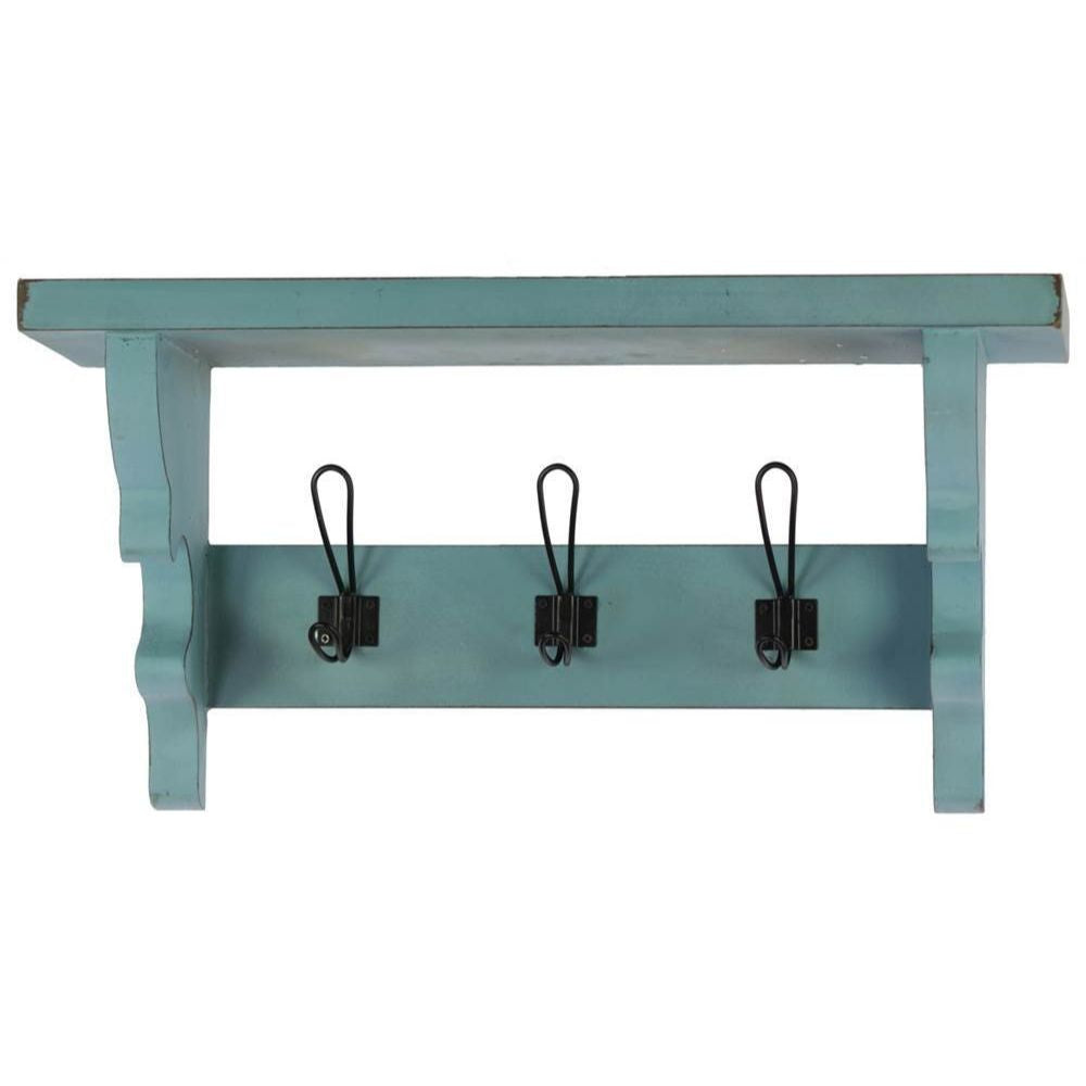 Versatile Wooden Wall Shelf With Corbels And 3 Hooks