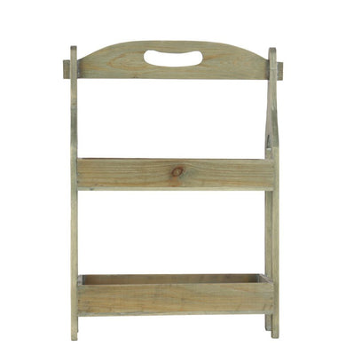 Wooden Shelf With 2 Trays And Wood Handle