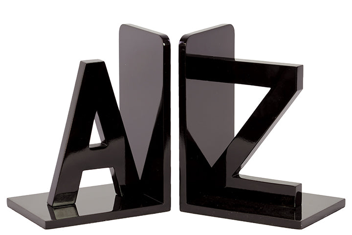 Alphabet Themed Black Wooden Fashionable Bookend