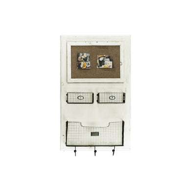 Wood Wall Shelf With Cork Board 2 Numbered Metal Basket Shelves