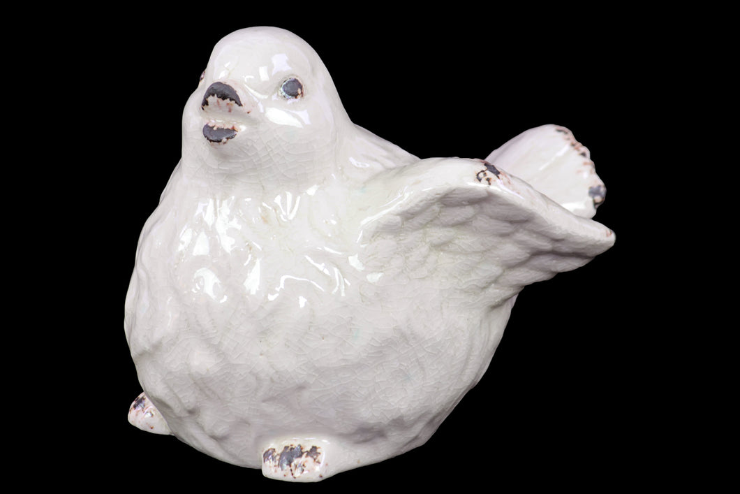 Antiquated Sweet & Gorgeous Flying Ceramic Bird In White