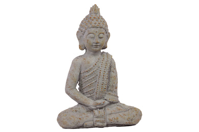 Uniquely Carved Sitting Cement Buddha Gray