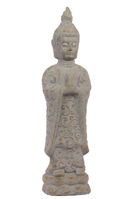 Antique And Innovative Cement Standing White Buddha