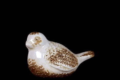 Adorable Antique Ceramic Birdecorative In White & Brown