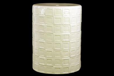 Unique Ceramic Stool Well Carved Cream