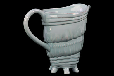 Unique & Dazzling Ceramic Seashell Pitcher W/ Multi Tiny Stand In Blue