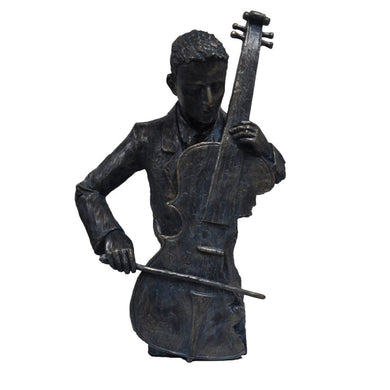 Violin Player Statue Sculpture in Patina Black Finish by Urban Port