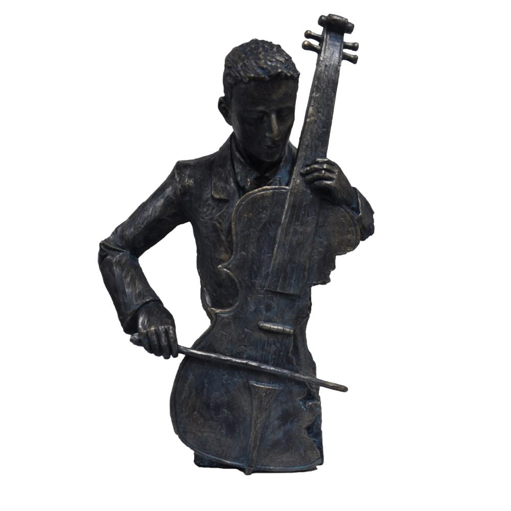 Violin Player Statue Sculpture in Patina Black Finish by Urban Port