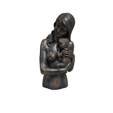 Women Holding Child Statue Sculpture in Patina Black Finish by Urban Port