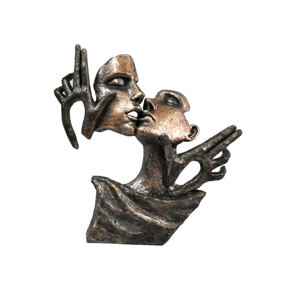Unique Romantic Kiss Sculpture in Patina Black Finish by Urban Port