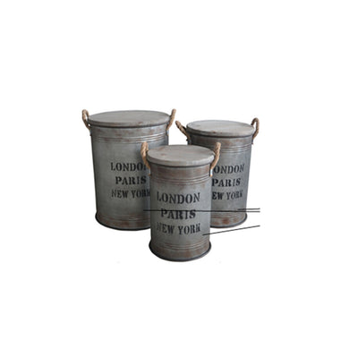 Antiqued Metro Storage Containers, 3-Piece Set