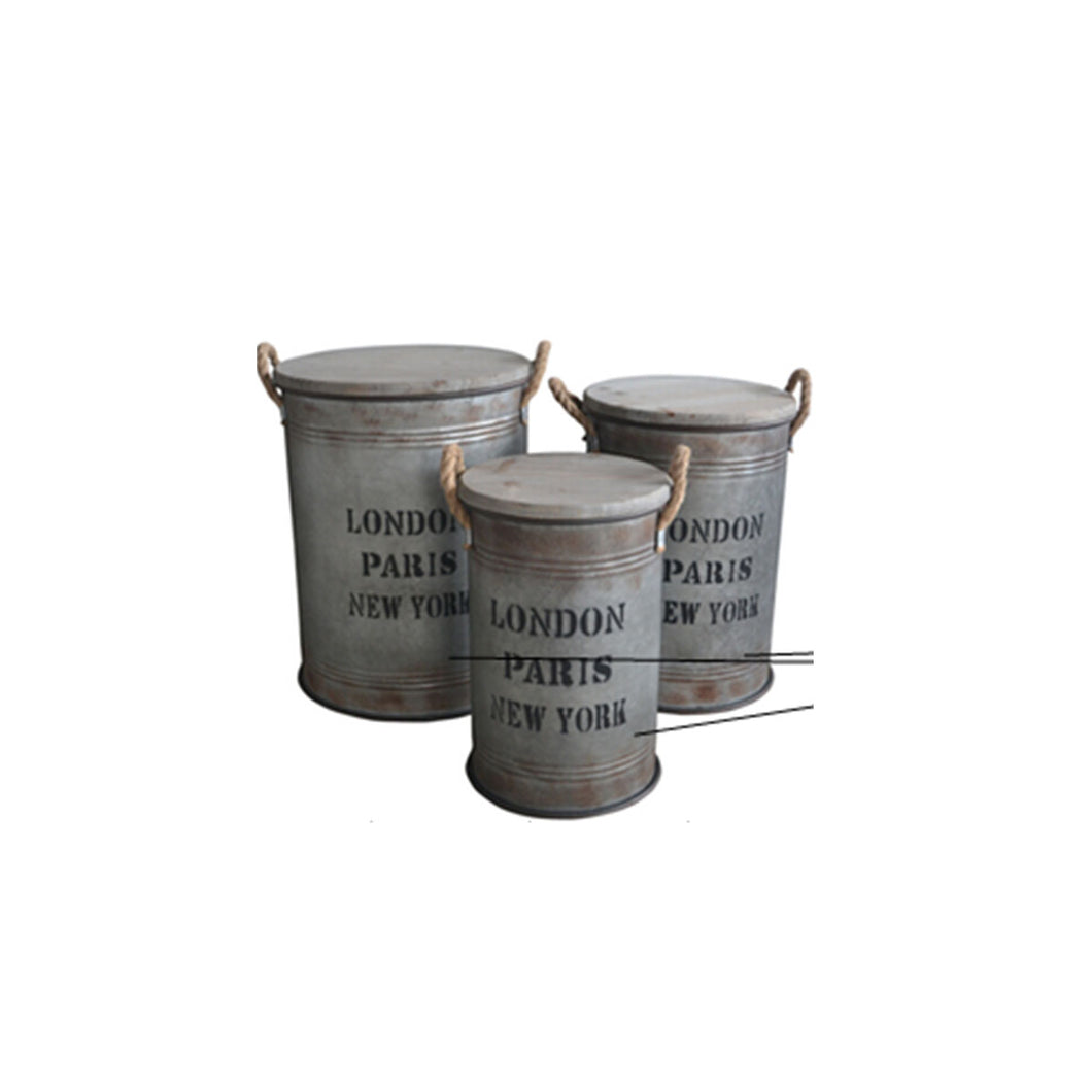 Antiqued Metro Storage Containers, 3-Piece Set