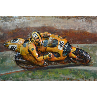 Team 46 Yellow Sports Bike Iron Wall decor by Urban Port