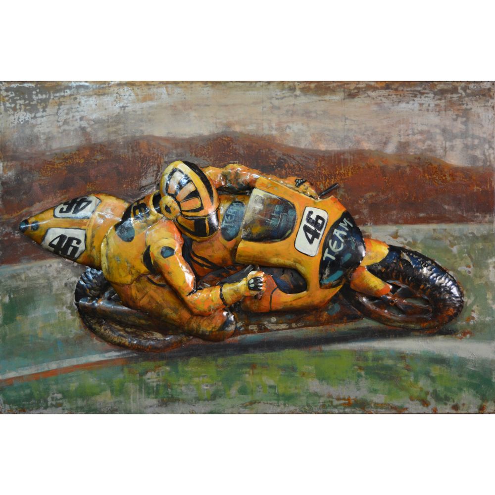 Team 46 Yellow Sports Bike Iron Wall decor by Urban Port