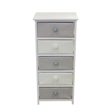 Voluminous Wooden Cabinet With 5 Drawers - Benzara